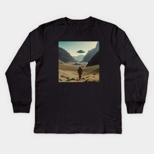 UFO in the Mountains Kids Long Sleeve T-Shirt